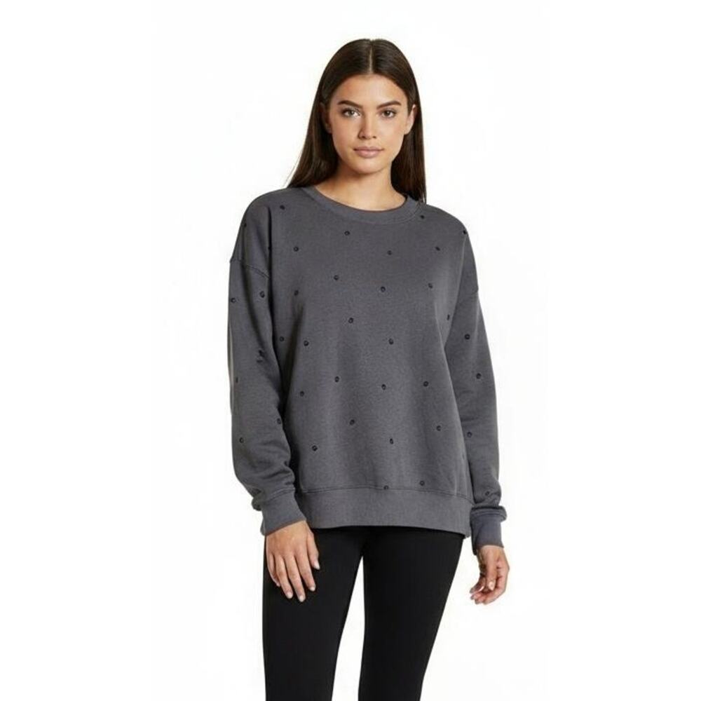 Hippie Rose Dark Grey Skulls Crewneck Long Sleeve Graphic Sweatshirt Halloween